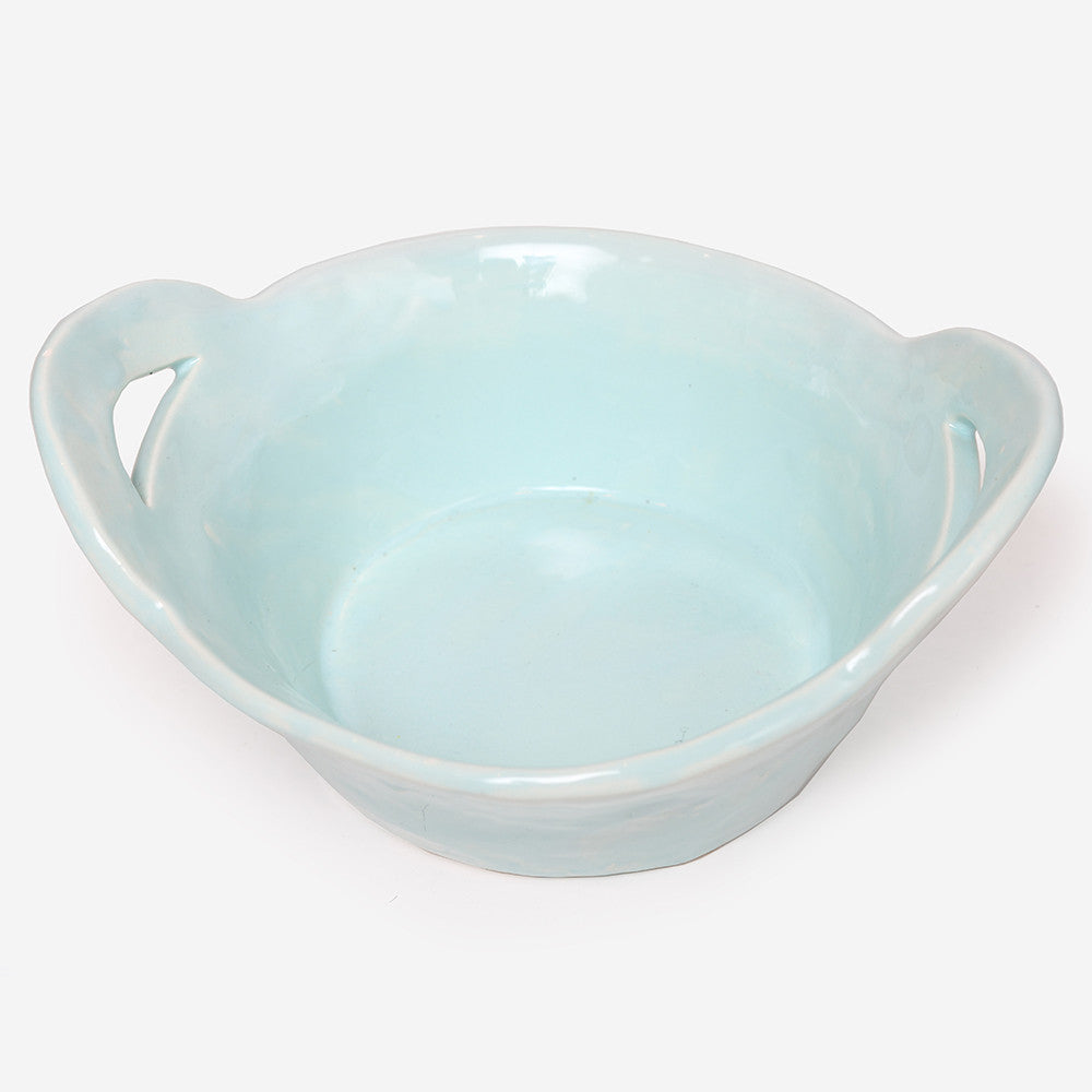 Round High servingdish with handles Turquoise