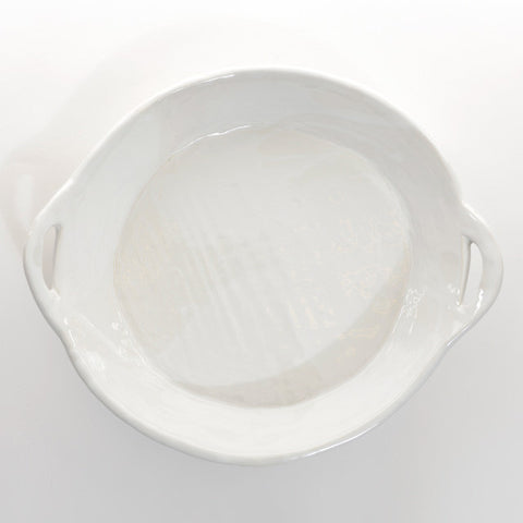 Round large servingdish with handles ovensafe - White