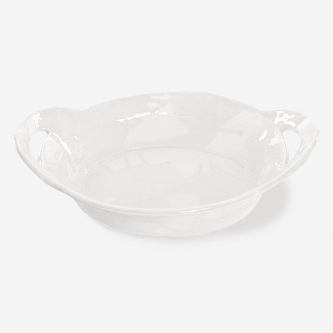 Oval high servingdish with handles - White
