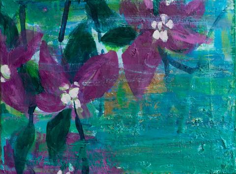 Frangipani flowers in blue