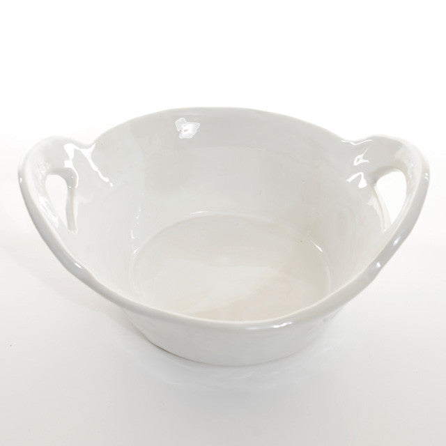 Round High servingdish with handles - White