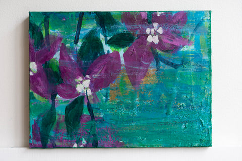 Frangipani flowers in blue