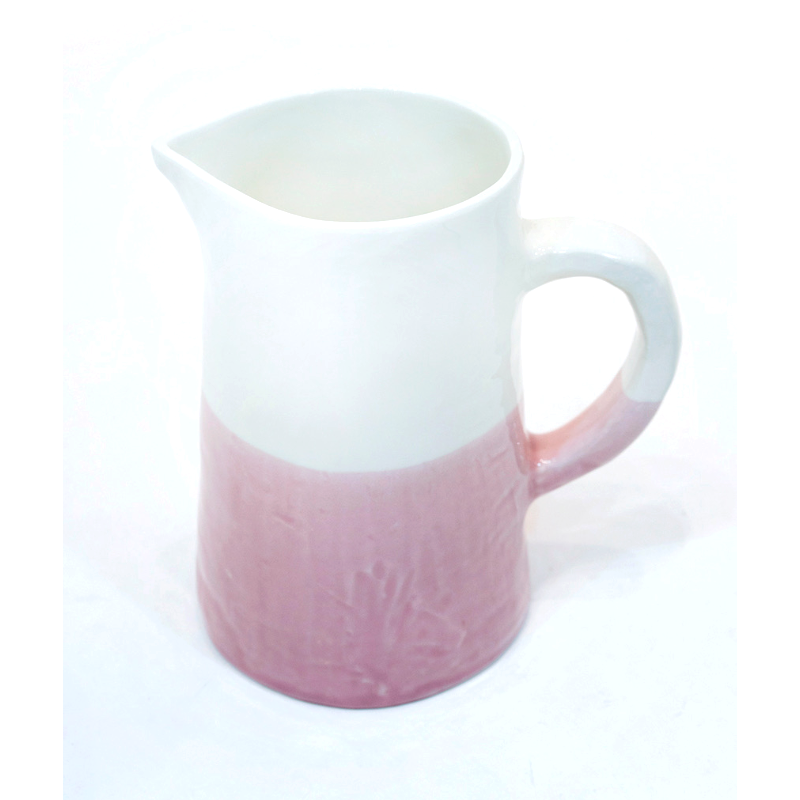 Large Jug/Pitcher Half & Half White/Pink