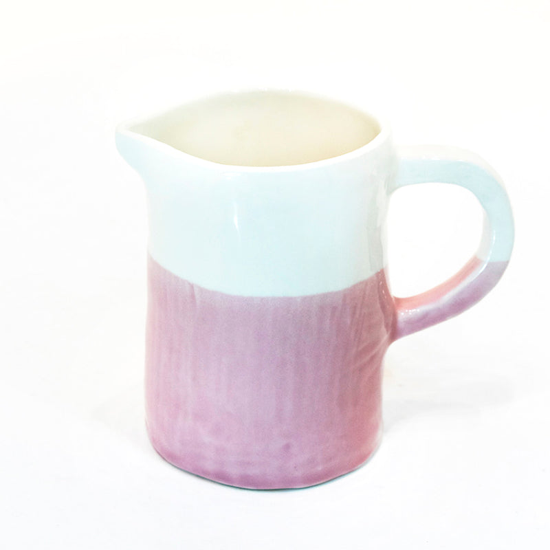 Small Jug/Pitcher Half & Half White/Pink