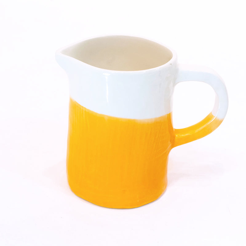 Small Jug/Pitcher Half & Half White/Orange